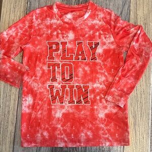 bcg Red and White 'Play to Win' Long Sleeve Tie-Dye Tee